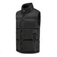thumbnail image 1 of Dagegui Men's Sleeveless Stand Collar Vest Fall Outerwear Quilted Vests Casual Color Block Winter Warm Jacket Black XXL, 1 of 7