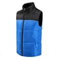 thumbnail image 1 of Dagegui Men's Sleeveless Stand Collar Vest Fall Outerwear Quilted Vests Casual Color Block Winter Warm Jacket Blue L, 1 of 2