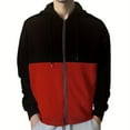 thumbnail image 1 of Dagegui Men's Sport Hoodies Trendy Patchwork Hooded Sweatshirts Fleece Zip Up Long Sleeve Coats Red M, 1 of 5