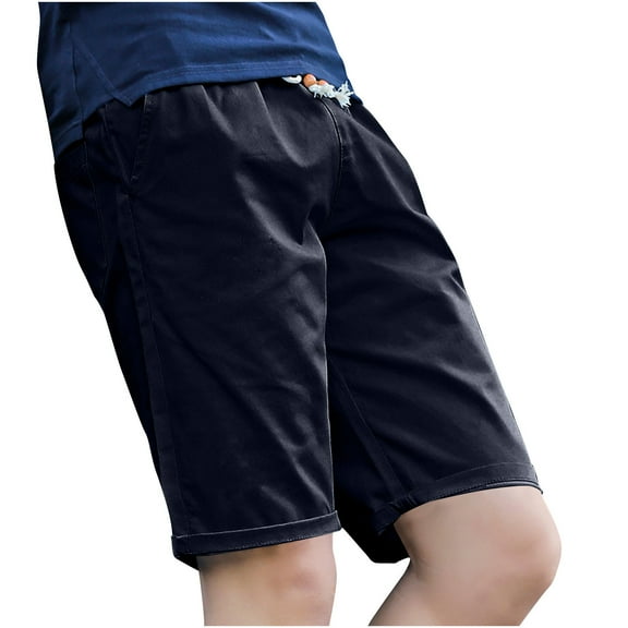 Dagegui Men's Summer Cotton Shorts Lightweight Elastic Waist Drawstring Shorts Casual Loose Fit Shorts Hawaiian Beach Vacation Lounge Shorts Black L