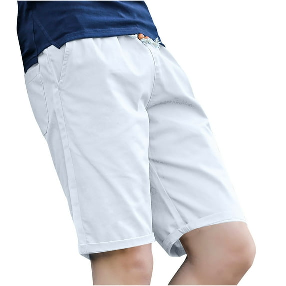 Dagegui Men's Summer Cotton Shorts Lightweight Elastic Waist Drawstring Shorts Casual Loose Fit Shorts Hawaiian Beach Vacation Lounge Shorts White 3XL