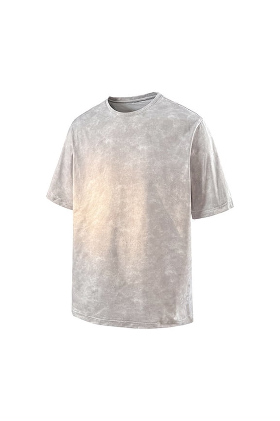 Men's Summer Crew Neck T-Shirts Gray Short Sleeve Casual Loose Fit Tee Basic Outdoor Walking Everyday T Shirt Tops M