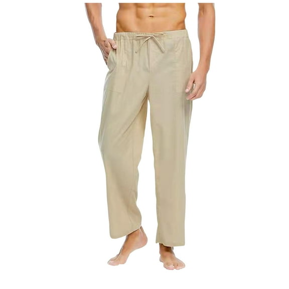 Dagegui Men's Sweatpants Lightweight Open Bottom Lounge Sweatpant Big and Tall Elastic Waist Drawstring Trousers Casual Outdoor Work Pants Khaki M