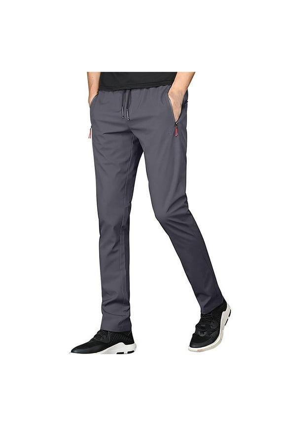 Men's Sweatpants Lightweight Workout Pants with Zipper Pockets Elastic Waist Athletic Pants for Men Exercise Jogging Hiking Gray XL