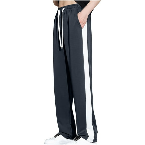 Dagegui Men's Sweatpants Side Striped Sport Pants Loose Fit Open Bottom Sweatpant Elastic Waist Long Pant Big and Tall Running Athletic Trousers Dark Gray 4XL