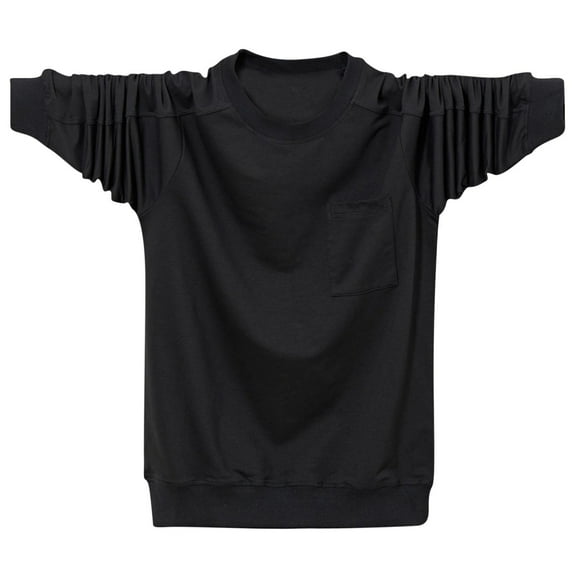 Dagegui Men's Sweatshirts Long Sleeve Crewneck Pullover Shirts Big and Tall Cotton Sweatshirt with Pocket Fall Winter Casual Loose Fit Shirt Tops Black L