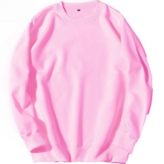 Dagegui Men's Sweatshirts Thin Fleece Long Sleeve Shirts Oversized Crewneck Pullover Shirt Casual Loose Fit Sweatshirt Fall Winter Tops Pink XL