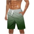 thumbnail image 1 of Dagegui Men's Swim Trunks Striped Gradient Color Beach Shorts Quick Dry Swimming Surfing Elastic Waist Drawstring Shorts with Pocket Army Green XL, 1 of 5