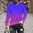 thumbnail image 1 of Dagegui Men's Tie Dye T-Shirts Long Sleeve Crew Neck Shirts Big and Tall Casual Loose Fit Shirt Funny Gradient Color Hawaiian Beach Pullover Tees Top Today Savings Purple M, 1 of 5