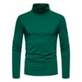 thumbnail image 1 of Dagegui Men's Turtleneck T Shirts Solid Slim Fit Base Layer Shirt Lightweight Fall Athletic Workout Pullover Top Green S, 1 of 8