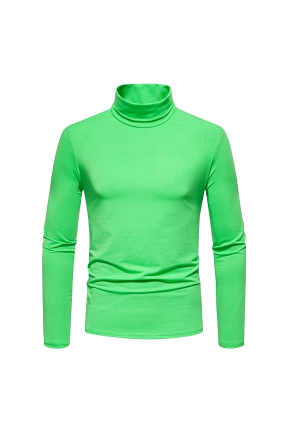Men's Turtleneck T Shirts Solid Slim Fit Base Layer Shirt Lightweight Fall Athletic Workout Pullover Top Mint Green M