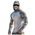 thumbnail image 1 of Dagegui Men's UPF 50+ Sun Protection Hoodie UV Long Sleeve Hiking Shirt Quick Dry Swim Fishing Rash Guard T-Shirt Hooded Face Mask Pullover Tops Camouflage XXL, 1 of 3