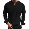 thumbnail image 1 of Dagegui Men's V Neck Long Sleeve Shirts Solid Formal Business Work Tops Lightweight Fall Pullover Tees Black S, 1 of 8