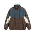 thumbnail image 1 of Dagegui Men's Varsity Jacket Color Block Windbreaker Outwear Lightweight Stand Collar Long Sleeve Coats with Pocket Coffee M, 1 of 9