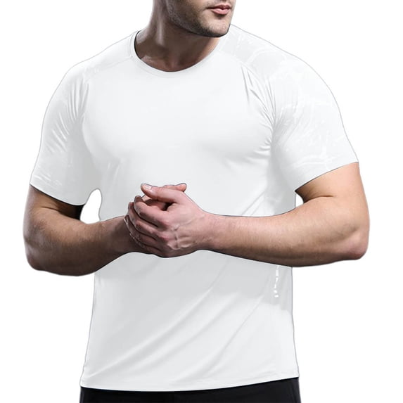 Dagegui Men's White Workout Shirt Quick Dry Short Sleeve Lightweight Outdoor Athletic Running T-Shirts Moisture Wicking Gym Muscle Tees S