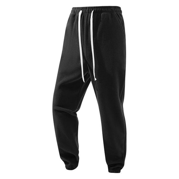 Dagegui Men's Winter Fleece Sweatpants Casual Elastic Waist Drawstring Athletic Pants Soft Comfy Home Everyday Trousers Black S