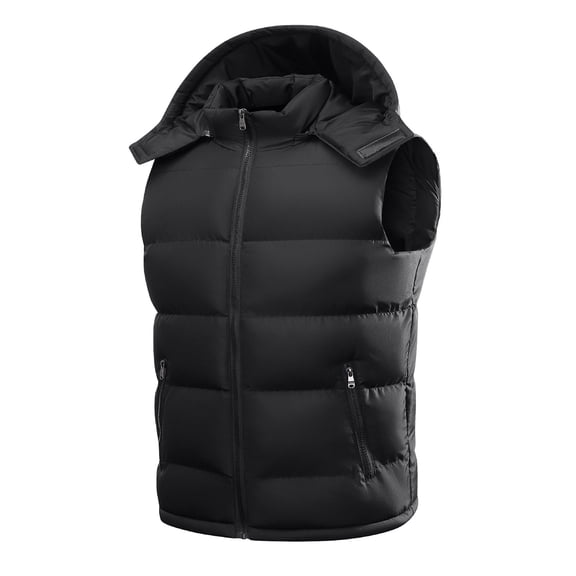 Dagegui Men's Winter Puffer Vest Sleeveless Warm Zipper Jacket Lightweight Fall Winter Vest with Detachable Hood Black S