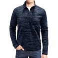 thumbnail image 1 of Dagegui Mens 1/4 Zip Up Shirts Cotton Long Sleeve Mock Neck T Shirt Casual Dressy Tees Solid Color Business Work Pullover Tops Summer Deals Dark Blue,L, 1 of 6