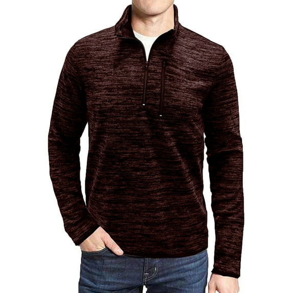 Dagegui Mens 1/4 Zip Up Shirts Cotton Long Sleeve Mock Neck T Shirt Casual Dressy Tees Solid Color Business Work Pullover Tops Summer Deals Coffee,L