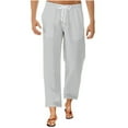 thumbnail image 1 of Dagegui Mens 3/4 Length Cotton Linen Pants Drawstring Elastic Waist Straight Leg Beach Pant Summer Cropped Slacks Casual Comfy Daily Bottoms Gray XL, 1 of 7