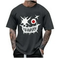 thumbnail image 1 of Dagegui Mens 3D Printed T-Shirts Funny Face Tooth Graffiti Graphic Tees Plus Size Short Sleeve Crewneck Shirts Casual Loose Party Costumes Halloween Gray L, 1 of 4
