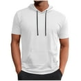 thumbnail image 1 of Dagegui Mens Athletic Hoodies Drawstring Hooded Short Sleeve White Shirts Mesh Breathable Summer T-Shirt Outdoor Running Workout Tee with Pocket M, 1 of 6