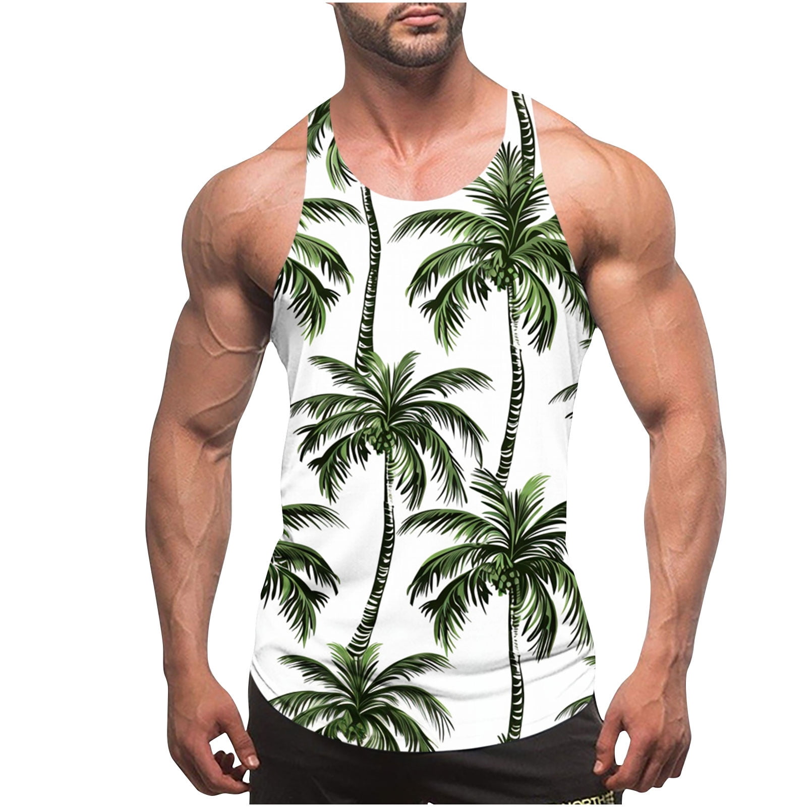 Dagegui Mens Basic Print Tank Tops Summer Big And Tall Workout