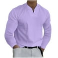 thumbnail image 1 of Dagegui Mens Basic Shirts Long Sleeve V Neck T-Shirts Solid Color Casual Loose Pullover Shirt Lightweight Breathable Fall Tops Men's Daily Tees Purple,XXXL, 1 of 5