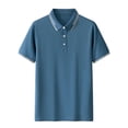 thumbnail image 1 of Dagegui Mens Blue Short Sleeve Pullover Shirt Moisture Wicking Golf Tennis T-Shirt Breathable Summer Collared Athletic Tee 2X, 1 of 3