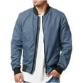 thumbnail image 1 of Dagegui Mens Bomber Jackets Lightweight Softshell Windproof Jacket Long Sleeve Zip Up Outweat with Pockets Fashion Fall Winter Coats Blue L, 1 of 6