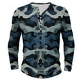 thumbnail image 1 of Dagegui Mens Camouflage Henley Shirts Long Sleeve Crew Neck Button T-Shirts Big and Tall Slim Fit Sport Shirt Camo Outdoor Hiking Tees Tops Navy 5XL, 1 of 4