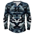 thumbnail image 1 of Dagegui Mens Camouflage Henley Shirts Long Sleeve Crew Neck Button T-Shirts Big and Tall Slim Fit Sport Shirt Camo Outdoor Hiking Tees Tops Blue 2XL, 1 of 4