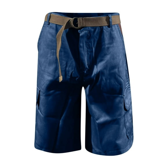 Dagegui Mens Cargo Shorts Big and Tall Knee Length Work Shorts Summer Outdoor Travel Hiking Half Pant with Pocket NO Belt Navy L