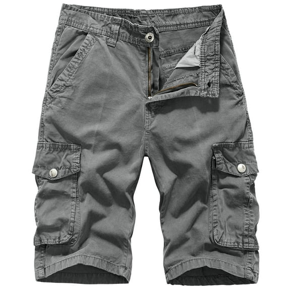 Dagegui Mens Cargo Shorts Cotton Multi Pocket Athletic Short Pants Summer Baggy Zipper Tactical Pant Casual Outdoor Fishing Hiking Shorts Dark Gray XL