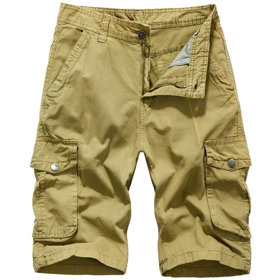Dagegui Mens Cargo Shorts Cotton Multi Pocket Athletic Short Pants Summer Baggy Zipper Tactical Pant Casual Outdoor Fishing Hiking Shorts Today Sales Khaki 2XL