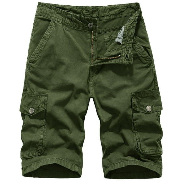 Dagegui Mens Cargo Shorts Cotton Multi Pocket Athletic Short Pants Summer Baggy Zipper Tactical Pant Casual Outdoor Fishing Hiking Shorts Today Sales Army Green L