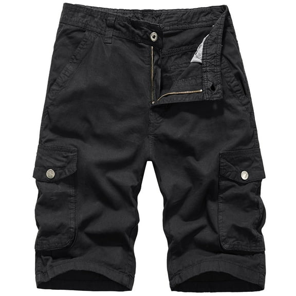 Dagegui Mens Cargo Shorts Cotton Multi Pocket Athletic Short Pants Summer Baggy Zipper Tactical Pant Casual Outdoor Fishing Hiking Shorts Today Sales Black XL
