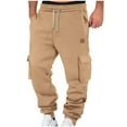 thumbnail image 1 of Dagegui Mens Cargo Sweatpants Fleece Joggers Drawstring Elastic Waist Athletic Pants Soft Comfy Workout Track Pant with Pockets Khaki XXL, 1 of 6