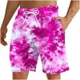 thumbnail image 1 of Dagegui Mens Casual Beach Shorts Tie Dye Printed Summer Shorts Loose Elastic Waist Drawstring Shorts Big and Tall Outdoor Travel Shorts with Pockets Hot Pink L, 1 of 7