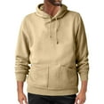 thumbnail image 1 of Dagegui Mens Casual Hoodie Novelty Pockets Hooded Sweatshirt Fleece Long Sleeve Pullover Fall Winter Tops Khaki M, 1 of 2