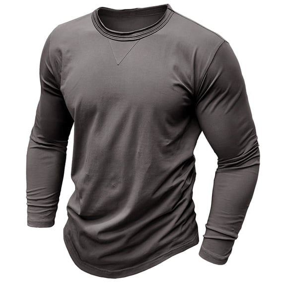 Dagegui Mens Casual T-Shirts Long Sleeve Crewneck Shirt Gym Workout Athletic Tee Shirts Pullover Tops Dark Gray S