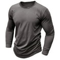 thumbnail image 1 of Dagegui Mens Casual T-Shirts Long Sleeve Crewneck Shirt Gym Workout Athletic Tee Shirts Pullover Tops Dark Gray XXL, 1 of 7