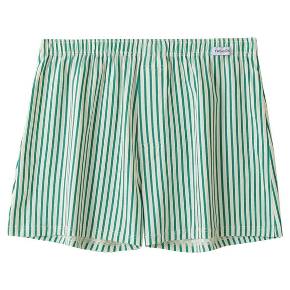 Dagegui Mens Cotton Striped Shorts Summer Casual Elastic Waist Boxers Shorts Soft Comfy Pajamas Bottoms Loose Lounge Shorts Today Sales Green 4XL