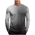 thumbnail image 1 of Dagegui Mens Crew Neck Long Sleeve Shirts Gradient Color Tee Big and Tall Fall Tops Casual Loose Fit T-Shirts Black L, 1 of 5