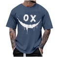 thumbnail image 1 of Dagegui Mens Crew Neck Short Sleeve Tops Smile Face Graphic T-Shirt Plus Size Casual Loose Fit Tee Trendy Streetwear Hiphop T Shirts Navy S, 1 of 4