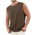 thumbnail image 1 of Dagegui Mens Crew Neck Sleeveless T Shirts Summer Cool Workout Muscle Tank Tops Casual Loose Fit Running Training Tee Brown,4XL, 1 of 5