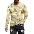 thumbnail image 1 of Dagegui Mens Crewneck Pullover Tops Camo Long Sleeve T Shirts Fashion Camouflage Printed Tees Lightweight Outdoor Active Shirts Khaki,XL, 1 of 5