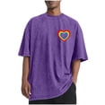 thumbnail image 1 of Dagegui Mens Crewneck T-Shirt Cotton Short Sleeve Casual Tops Heart Graphic Tee Big and Tall Sport T Shirts for Summer Purple M, 1 of 5