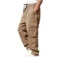 thumbnail image 1 of Dagegui Mens Drawstring Cargo Pants Baggy Elastic Waist Athletic Pant Lightweight Multi Pockets Outdoor Workout Hiking Pants Khaki XL, 1 of 7