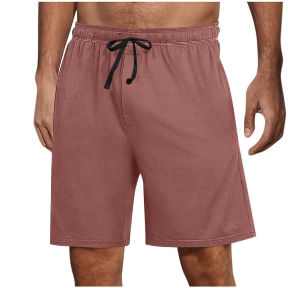 Dagegui Mens Drawstring Shorts Soft Comfy Elastic Waist Shorts Summer Casual Short Pants with Pocket Pink S